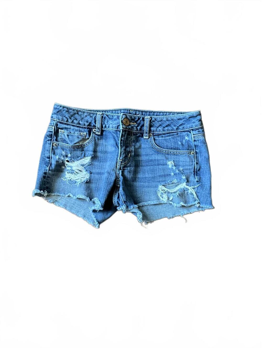 American Eagle Distressed Midi Denim Cut Off Shorts